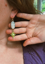 Load image into Gallery viewer, Moonstone + Opal Star Drop Earring
