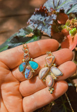 Load image into Gallery viewer, Cantera + Australian Opal / Kingman Turquoise Cluster Necklace
