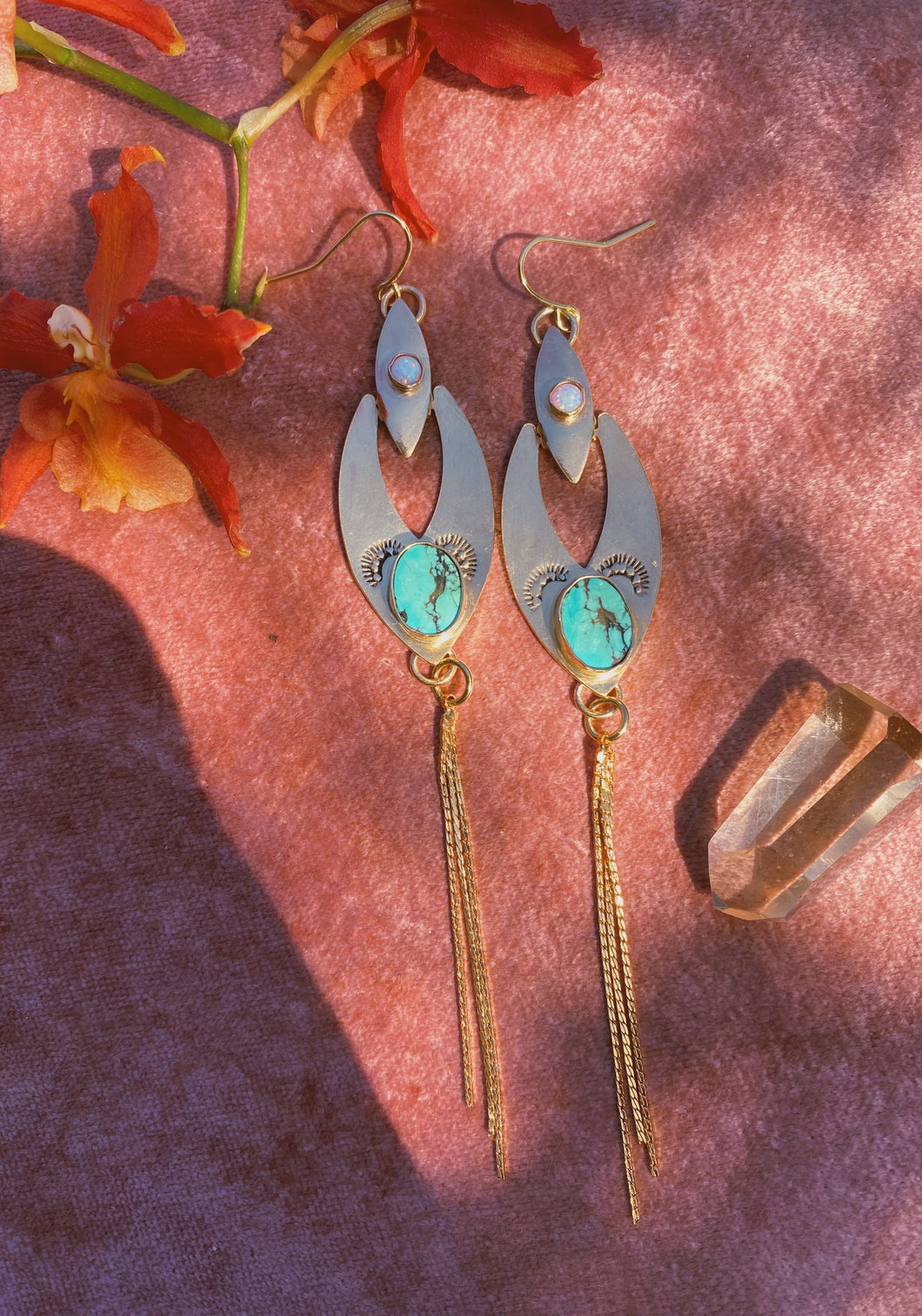 The Sedona Dusters -  Hubei Turquoise + Sterling Opal