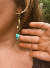 Load image into Gallery viewer, Hubei Turquoise Stamped Hoops
