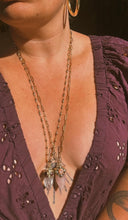 Load image into Gallery viewer, Crystal Quartz + Garnet Crown Pendulum Necklace
