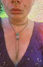Load image into Gallery viewer, Crystal Quartz + Stamped Australian Opal Pendulum Bolo
