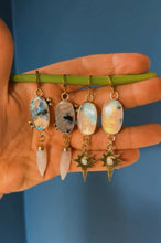 Load image into Gallery viewer, Moonstone + Opal Star Drop Earring
