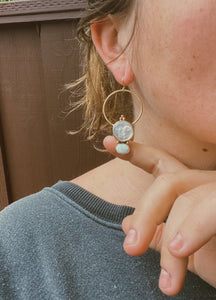 Moon Earrings - Mother of Pearl + Sterling Opal
