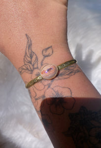 Mexican Opal Stamped Bangle - #002