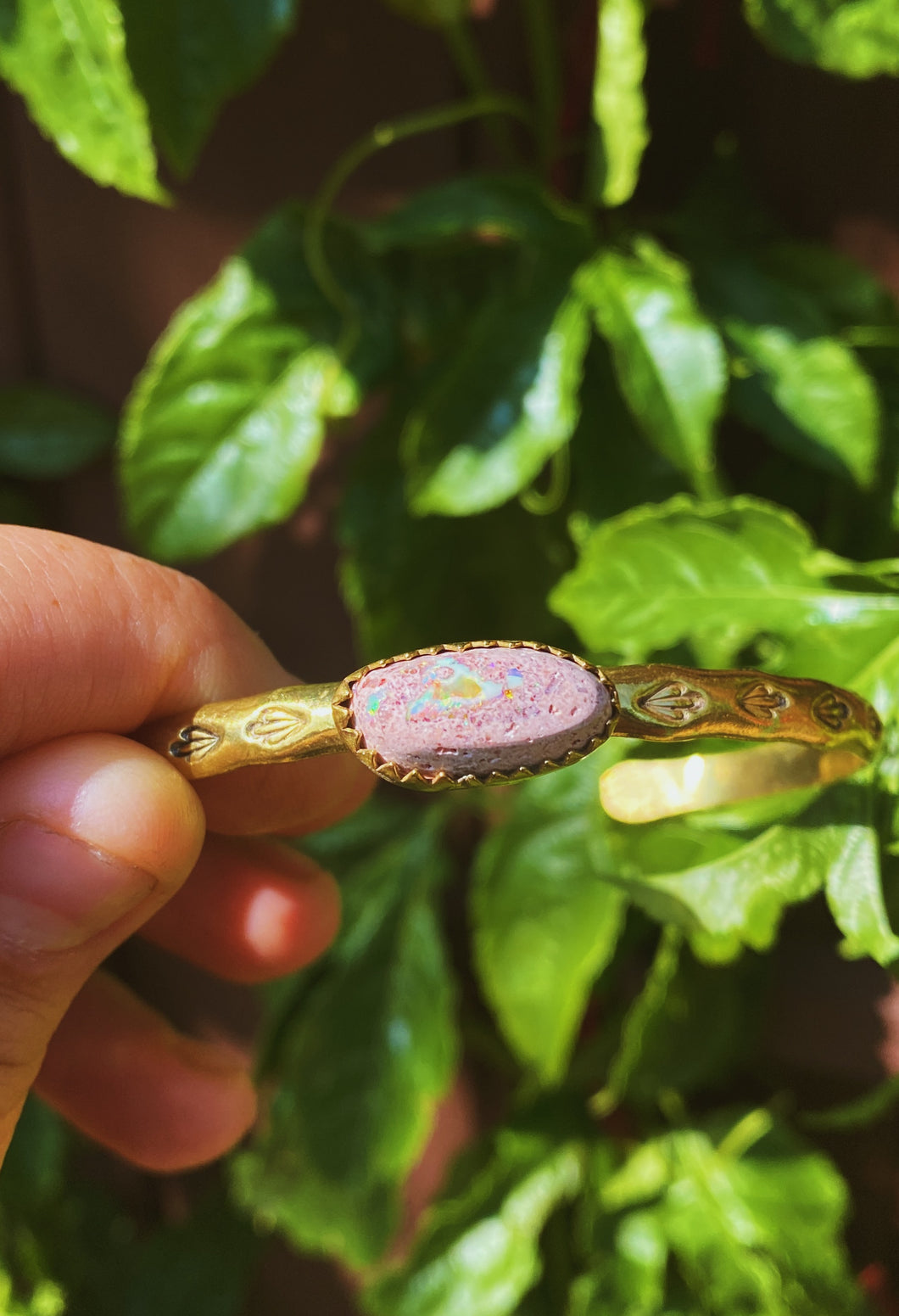 Mexican Opal Stamped Bangle - 011