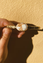 Load image into Gallery viewer, White Buffalo Turquoise Stamped Bangle - #002

