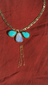 The Bloom Lariat 001 - Australian Opal + Kingsman Turquoise