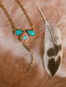 The Bloom Lariat 005 - Cantera Opal + Kingman Turquoise