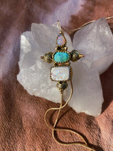 Load image into Gallery viewer, The Bold as Love Lariat - Cantera Opal, Faceted Turquoise + Ethiopian Opal
