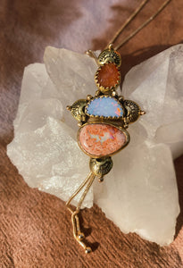 The Bold as Love Lariat - Cantera + Australian Opal + Faceted Sunstone