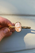 Load image into Gallery viewer, White Buffalo Turquoise Stamped Bangle - #001
