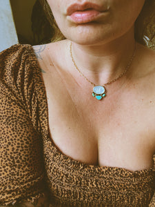 Moon Necklace - Mother of Pearl + Kingsman Turquoise