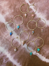 Load image into Gallery viewer, Medium Stamped Hoop - Kingsman Turquoise
