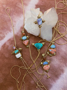 The Bold as Love Lariat - Cantera + Australian Opal + Faceted Sunstone