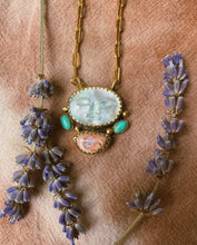 Load image into Gallery viewer, Moon Necklace - Mother of Pearl, Cantera Opal, Kingsman Turquoise

