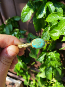Sonoran Gold Turquoise Stamped Bangle - 001